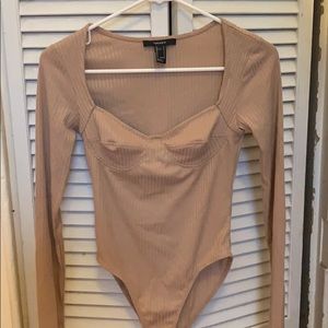 Forever 21 ribbed long sleeve body suit